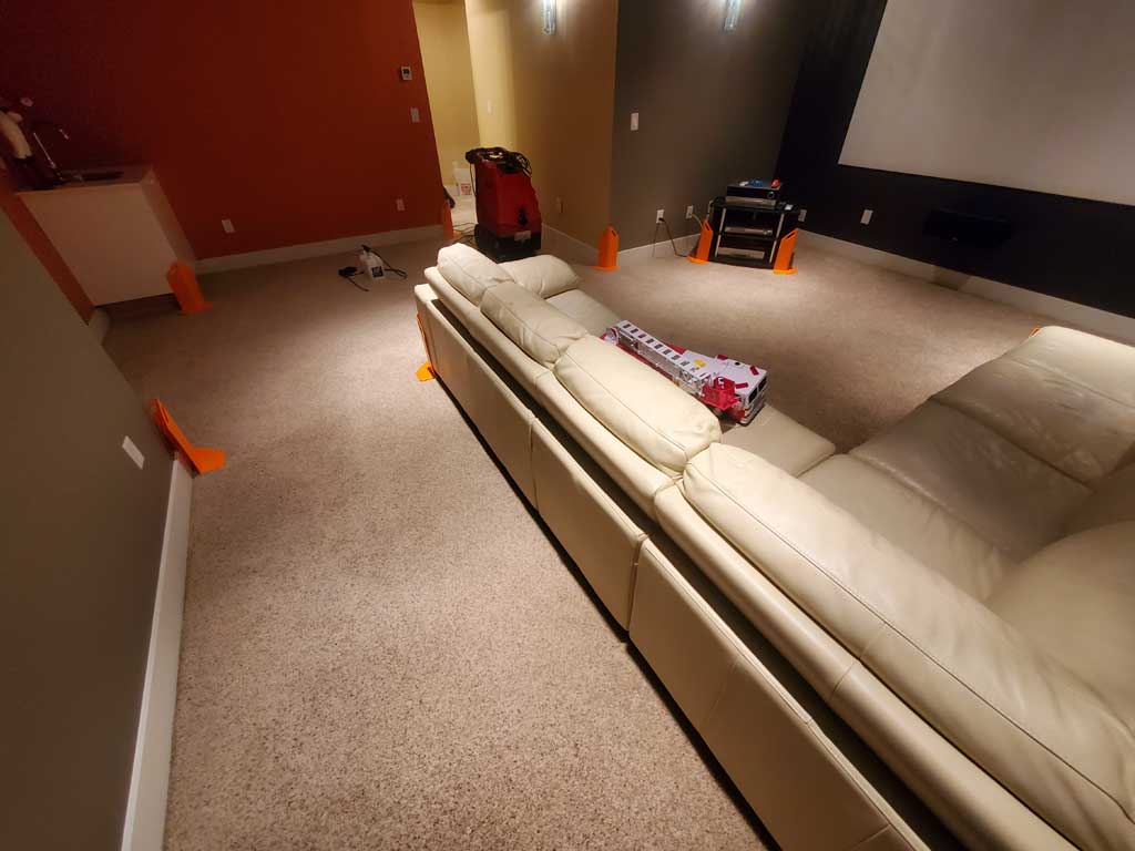 Carpet Cleaning Entertainment Room Basement of a House Surrey BC Canada