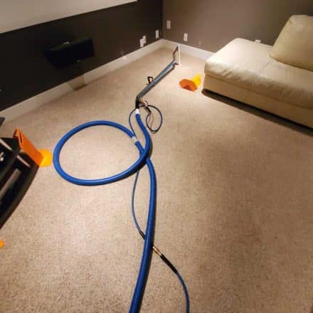 Carpet Cleaning Entertainment Room Basement of a House Surrey BC Canada