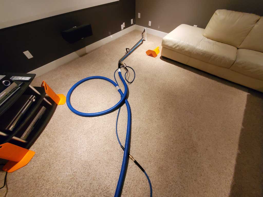 Carpet Cleaning Entertainment Room Basement of a House Surrey BC Canada