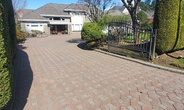 Pressure Washing Paver Strong Driveway of a House White Rock BC Canada