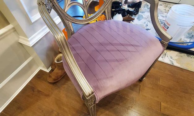 Upholster Cleaning of Designer Wood Dinning Room Chairs Located in White Rock BC