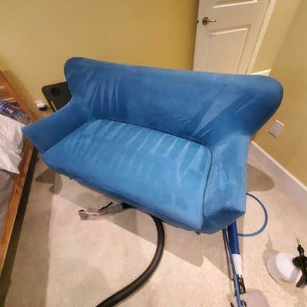 Kids Blue Love Seat Upholstery Steam Cleaning Located in White Rock BC Canada