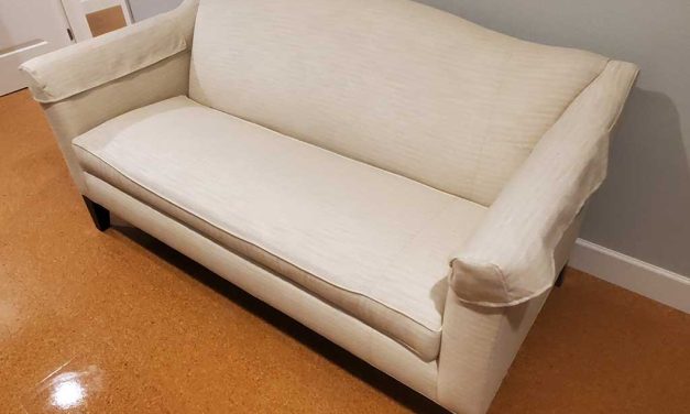 Steam Cleaning of a White Love Seat Upholstery Manufactured by Ethan Allen with a Spill Located in White Rock BC Canada