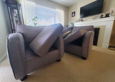 Upholstery Steam Cleaning of a Sofa Rocking Chair Arm Chair Foot Stool Cat Hair Removal Located in Port Coquitlam BC Canada